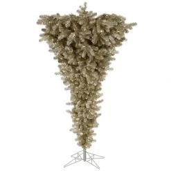 7.5 Foot Champagne Upside Down Tree On Stand: Lights