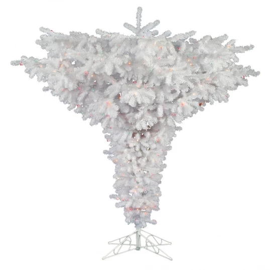 9 Foot Crystal White Upside Down Christmas Tree: Unlit