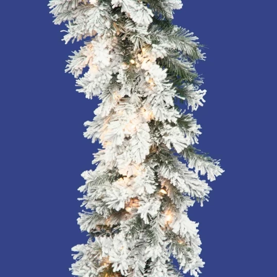 9 Foot X 12 Inch Flocked Alaskan Garland: Lights - Image 2