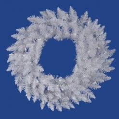 30 Inch White Spruce Wreath: Unlit