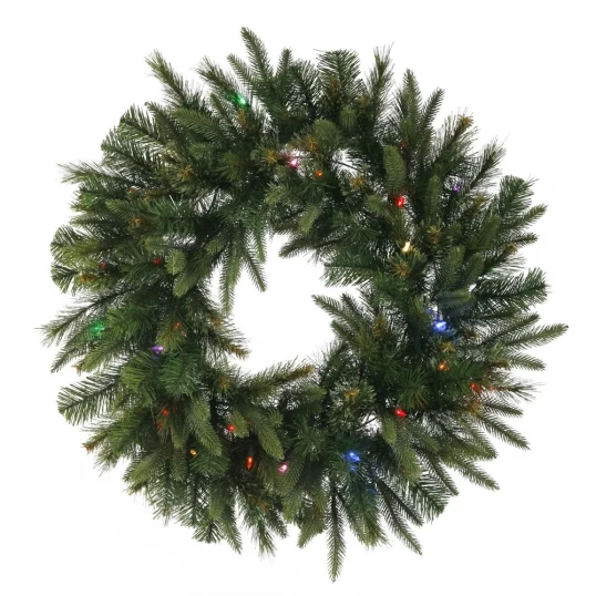 120 Inch PE/PVC Cashmere Pine Wreath: Multi-Colored LEDs