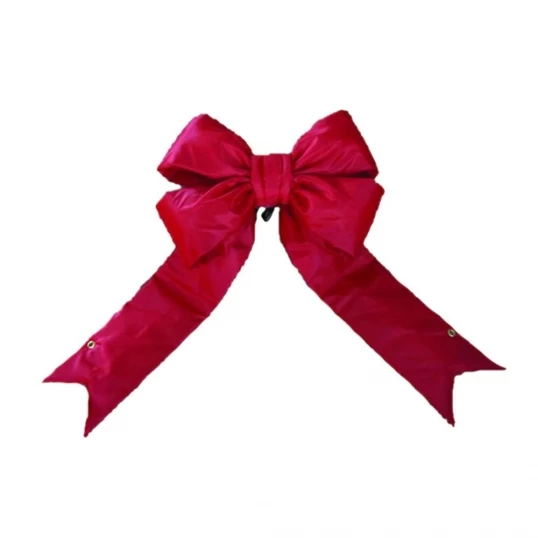Artificial Red Nylon Outdoor Christmas Bow: 24 X 30 Inch