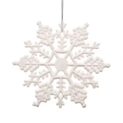 6.25 Inch Artificial Glitter Snowflake Ornament (set Of 12): White
