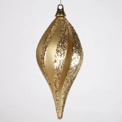12 Inch Christmas Candy Glitter Swirl Drop Ornament: Gold