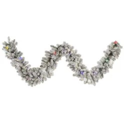 9 Foot Medium Flocked Kodiak Garland: Italian & G40 LEDs