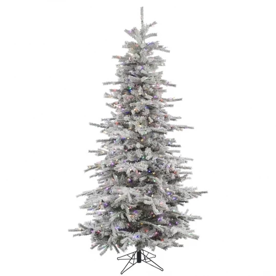 7.5 Foot Flocked Slim Sierra Christmas Tree: Multi-Colored LEDs