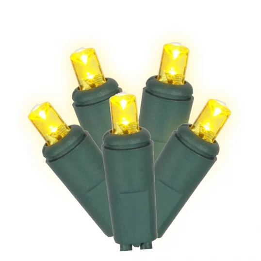 100 Foot Wide Angle LED Green Light Strand - 6 Inch Spacing: 200 Yellow Lights