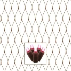 2x8 Foot End Connecting Wide Angle LED Brown Light Net: 150 Pink Lights