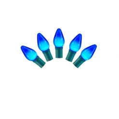 16 Foot C7 LED Lights With Green Wire: Blue